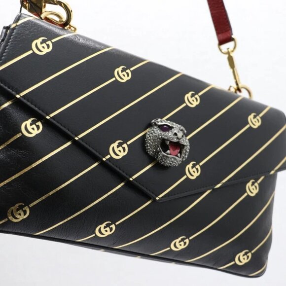 GUCCI Thiara Small Double Sided Shoulder Bag Crystals Black/Red - Picture 1 of 9